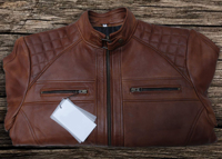 Veste en cuir écologique respirante et imperméable à col montant en toile, style aviateur, avec logo frontal, livraison rapide
