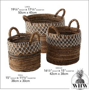 Handwoven Water Hyacinth Plant <b>Basket</b> Set Nordic Geometric Straw Flower Pot Cover Rustic Boho Home Living Room Decoration <b>Gift</b> - Product Image 6