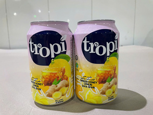 Jus de fruits et légumes aromatisé au miel, citron vert et gingembre, 330 ml, boîte en aluminium, marque Tropi, naturel - Product Image 3