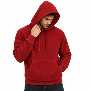 Sudadera con Capucha de Punto Waffle para Hombre, Personalizada, Térmica, de Manga Larga, Informal, Deportiva, Estilo Urbano, Sudadera con Capucha para Invierno, Ropa al por Mayor - Product Image 3