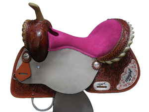 Silla de montar de cuero para carreras de barriles Western con armazón de fibra de vidrio (Disponible en 15'', 16'', 17'') - Product Image 2