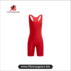 ชุดซิงเกิลเล็ตสำหรับนักมวยปล้ำหญิงสีแดง ยี่ห้อ Just Fitness Gears ผลิตจากผ้าสแปนเด็กซ์และโพลีเอสเตอร์ ซึมซับเหงื่อ ระบายอากาศได้ดี แห้งเร็ว ยืดหยุ่น เหมาะสำหรับผู้ใหญ่ แบบขาสั้น - Product Image 3