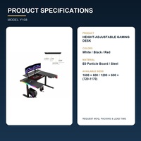 Bureau de jeu électrique RGB réglable en hauteur avec préréglages de mémoire pour l'e-sport et le télétravail