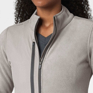 Blouse de travail verte en polyester tissé pour femme, avec fermeture éclair intégrale, uniforme d'hôpital, détection des aiguilles, service OEM, fusion sans couture - Product Image 6