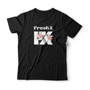T-shirt à manches courtes pour homme personnalisé, noir, avec imprimé floral, col rond, coupe classique, style décontracté, jersey en coton - Product Image 1