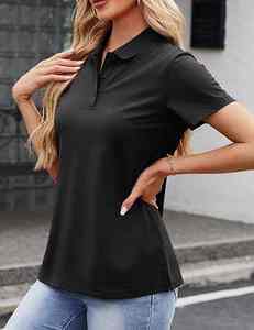 Camisetas de rugby OEM al por mayor de manga corta con cuello en V para mujer, camiseta con logotipo personalizado para damas, ropa de verano OEM - Product Image 3