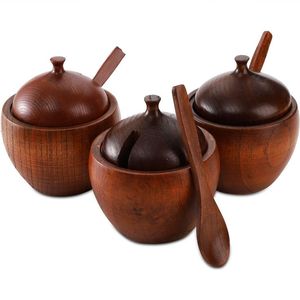 Wooden Storage Jar Wooden Lid Classic Design Durable Eco-Friendly Multifunction 250mL Spice <b>Container</b> for Kitchen Countertop - Product Image 6