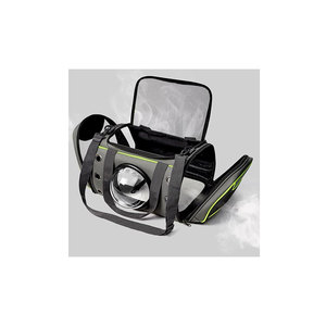 Breathable Mesh Pet <b>Backpack</b> Carrier With Zipper Closure Double Handle Gray Black <b>Cat</b> Travel Bag - Product Image 1