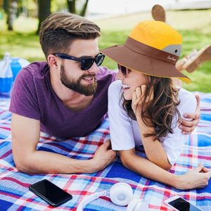 Sombrero de cubo plegable de algodón para mujer, con protección UV, para deportes de verano, con ala ancha y malla para cola de caballo, ideal para viajes y fácil de guardar. - Product Image 4