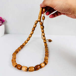 Tasbih de prière en perles de bois naturel poli, écologique et de haute qualité, fait main, chapelet islamique pour le Dhikr quotidien musulman - Product Image 3