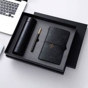Set de Cuaderno A5 de Cuero Personalizable con Botella de Agua, Cuaderno Promocional al por Mayor, Taza Térmica, Caja de Regalo con Bolígrafo de Madera - Product Image 1