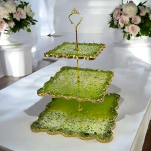Premium Handmade Eco-Friendly Non-Toxic Resin <b>Cake</b> <b>Stand</b> Modern Gloss Finish Microwave Safe Dishwasher Safe Customizable Tool - Product Image 4