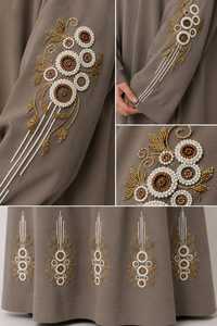 ชุดแต่งงานคุณภาพสูงแบบเรียบหรูสไตล์ดูไบ ประดับด้วยลูกปัดและเลื่อม ผ้าโพลีเอสเตอร์ลายดอกไม้ กันยับ น้ำหนักเบา แขนยาว ความยาวระดับข้อเท้า สำหรับฤดูใบไม้ผลิ - Product Image 3