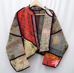 Dernière collection : Veste Kantha en coton imprimé à rayures, broderie indienne Suzani faite à la main, manteau royal pour femme, idéal pour l'extérieur - Product Image 3