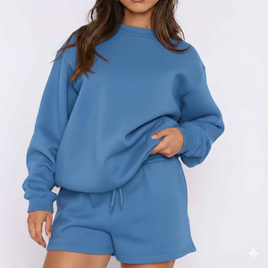 Ensemble tendance sweat-shirt et short pour femme – Col rond, coupe décontractée, respirant, idéal toutes saisons, pour le quotidien en hiver - Product Image 4