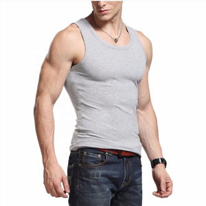 Camiseta sin mangas de cuello redondo para hombre, de color sólido, de secado rápido, informal, de algodón y poliéster, para entrenamiento. - Product Image 3
