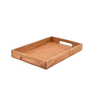 Bandeja de Servir de Madera de Acacia con Asas Flexibles para Alimentos, Bebidas, Bocadillos, Desayuno, Baño, Sala de Estar, Cocina, Bandeja de Almacenamiento - Product Image 1