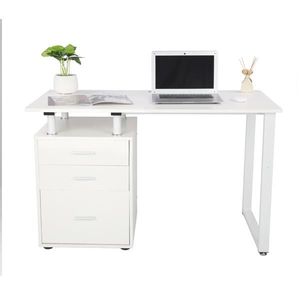 Scrivania per Computer Bianca con Tre Cassetti e Porta Tubi, Design Moderno, Scrivania Regolabile per Gaming e Lavoro in Piedi, per Camera da Letto, per Uso con Laptop - Product Image 5