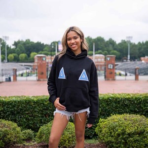 Custom Sorority Women's <b>Cow</b> <b>Print</b> Applique Embroidered Chi Printed Fleece Pullover <b>Hoodie</b> Front Casual Winter Autumn Greek - Product Image 5