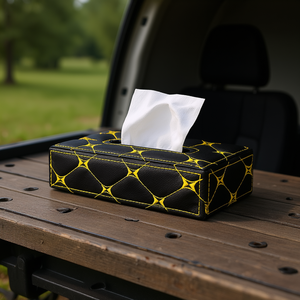 Accessoires pour camions : Boîte à mouchoirs matelassée jaune-noir - Product Image 3
