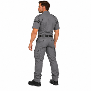 Ensemble uniforme de sécurité pour hommes de haute qualité, chemise de travail à manches courtes, pantalon cargo latéral, couleur unie, uniforme de travail personnalisé pour hommes - Product Image 4