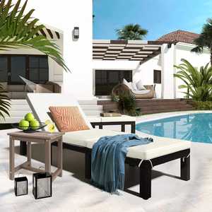 Table d'appoint carrée moderne en bois à un niveau pour extérieur, patio, piscine, véranda, jardin, salle à manger, chambre, salon, usage extérieur - Product Image 5