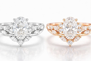 Bague de fiançailles et de mariage chrétienne de luxe en or rose avec diamant solide de laboratoire IGI et halo en platine, bijou unique et personnalisé - Product Image 2