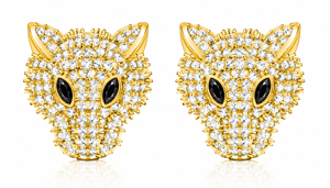 Boucles d'oreilles clous fines en argent sterling 925 plaqué or, motif tête de panthère, avec zircon et diamant, pour femmes et jeunes filles, idéales pour les fêtes et comme cadeau - Product Image 4