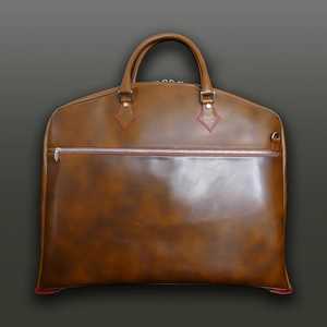 Sac de transport pour costume en cuir véritable, fait main, robuste, avec fermeture éclair, décontracté, simple, pour voyage et affaires - Product Image 1