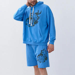 Ropa Deportiva Urbana de Verano, 100% Poliéster, Conjunto Deportivo para Adultos, Conjunto de 2 Piezas con Sudadera con Capucha y Pantalones Cortos para Hombre - Product Image 5