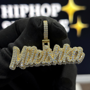 Collar Personalizado con Nombre en Estilo Burbuja, Plata de Ley 925, Moissanita VVS, Estilo Hip Hop, Chapado en Oro Amarillo, OEM, ODM, Venta al Por Mayor - Product Image 1