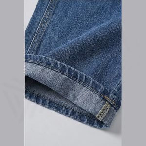 Jean en denim délavé coupe droite taille haute pour homme, coupe ample en coton, style décontracté automne - Product Image 6
