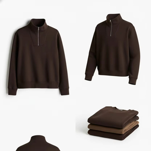 Sudadera de Hombre con Cierre de Cremallera, Color Marrón Oscuro, Cuello Alto, Manga Larga, Estilo Casual, para Otoño e Invierno - Product Image 1