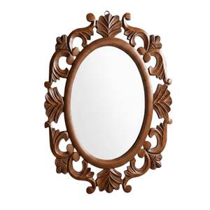 Handcrafted <b>Wooden</b> <b>Mirror</b> Frame | Oval Wall <b>Mirror</b> Frame for Living Room, Hallway & Home Décor - Product Image 1