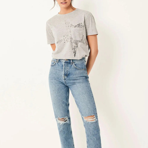 Camisetas de Cuello Redondo Personalizadas al por Mayor para Mujer, Camisetas de Alta Calidad con Logotipo Personalizado, Camisetas de Talla Grande para Mujer - Product Image 2