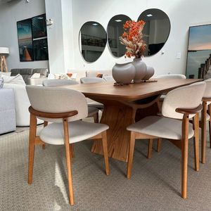 Mesa de Comedor Rectangular Moderna de Madera con 8 Sillas, Diseño de Mediados de Siglo, Muebles Estables para el Hogar - Product Image 2