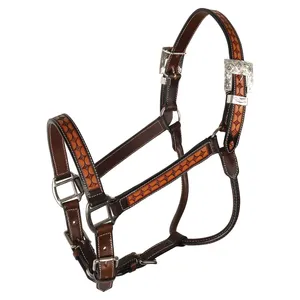 Harnais en cuir roulé pour cheval en cuir indien de haute qualité avec boucle en laiton et rembourrage doux en cuir de vache - Product Image 1