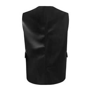 <b>Men's</b> <b>Black</b> PU Leather <b>Vest</b> Collarless Formal Wear Autumn Solid Color Pockets Zipro Industries 2026 Sleeveless Waistcoat Premium - Product Image 5