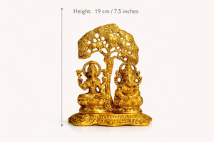 Estatua de Metal Hecha a Mano de Lakshmi Ganesha de 7.5 Pulgadas para Decoración del Hogar, Pooja, Diwali, Bodas, Regalo Indio, Figura Religiosa, Arte - Product Image 6
