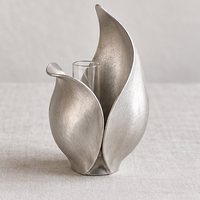Vas Bunga Aluminium Buatan Tangan - Wadah Lipat Tipis Desain Kontemporer Buatan Tangan Tabung Kaca Vas Bunga Meja Pernikahan WB