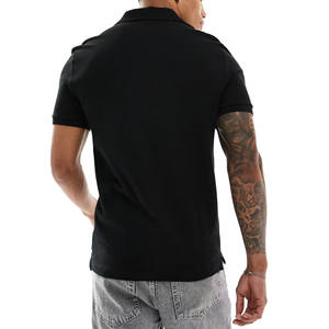 Camiseta polo personalizada con cuello en V para hombre, de algodón 100% grueso, corte holgado, manga larga, con logo impreso en DTF. - Product Image 2