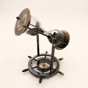 Solid Brass Stand Revolving and <b>Timer</b> 8 Inch Ship Maritime Wooden and Brass <b>Sand</b> <b>Timer</b> Hour Glass Sandglass Wheel Hourglass with - Product Image 2