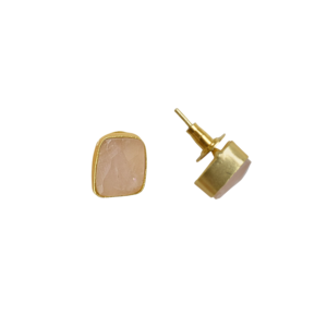 Pendientes de tuerca de cuarzo rosa de moda, chapados en oro de 18 quilates, con piedra de fantasía, lote a granel - Product Image 2