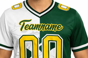 Maillot de football personnalisé pour homme, imprimé avec nom et numéro, motif éclair, col en V, tissu mesh, 100% polyester - Product Image 5