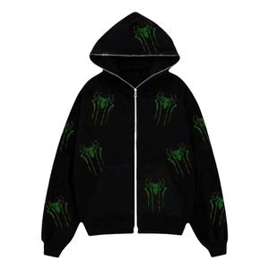 เสื้อฮู้ดหินคริสตัลไรน์สโตนประกายระยิบระยับสำหรับผู้ชายเสื้อมีฮู้ดระบายอากาศได้ซิปด้านบนของผู้ชายซิปเต็มเราเสื้อฮู้ดเทอร์มอล100% ผ้าฝ้าย - Product Image 1