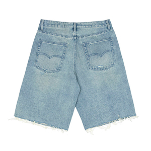 Shorts en jean taille haute pour femme en coton d'été, coupe ample avec ourlet retroussé - Product Image 3
