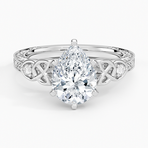 Anillo BOJ 037 con Corte de Pera, Plata 925, Anillo Celta Aberdeen con Diamante de 2ct, Color D, VVS1, Moissanita Certificada GRA, Precio Bajo en Oferta - Product Image 1