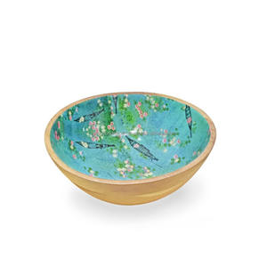 Bol en bois émaillé pour servir le dîner, imprimé floral, artisanal, réutilisable, pour salade et desserts, léger, bol en bois - Product Image 6