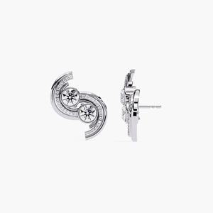 Pendientes de tuerca curvos de oro de 14 quilates chapados en dos tonos con diamantes cultivados en laboratorio para mujer, pendientes de tuerca en espiral, regalo - Product Image 5