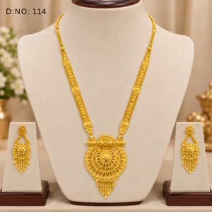 Conjunto de Collar y Pendientes de Cobre y Latón con Baño de Oro 24K Estilo Étnico Indio para Boda, Venta al por Mayor - Product Image 1